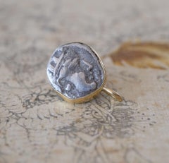 Owl & Athena - Ancient Greek Coin from set in 18k Gold