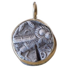 Hibou et Athènes - Coin grecque ancienne sertie en or 18 carats