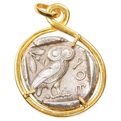 Owl & Athena Silver Tetradrachm w 18k gold