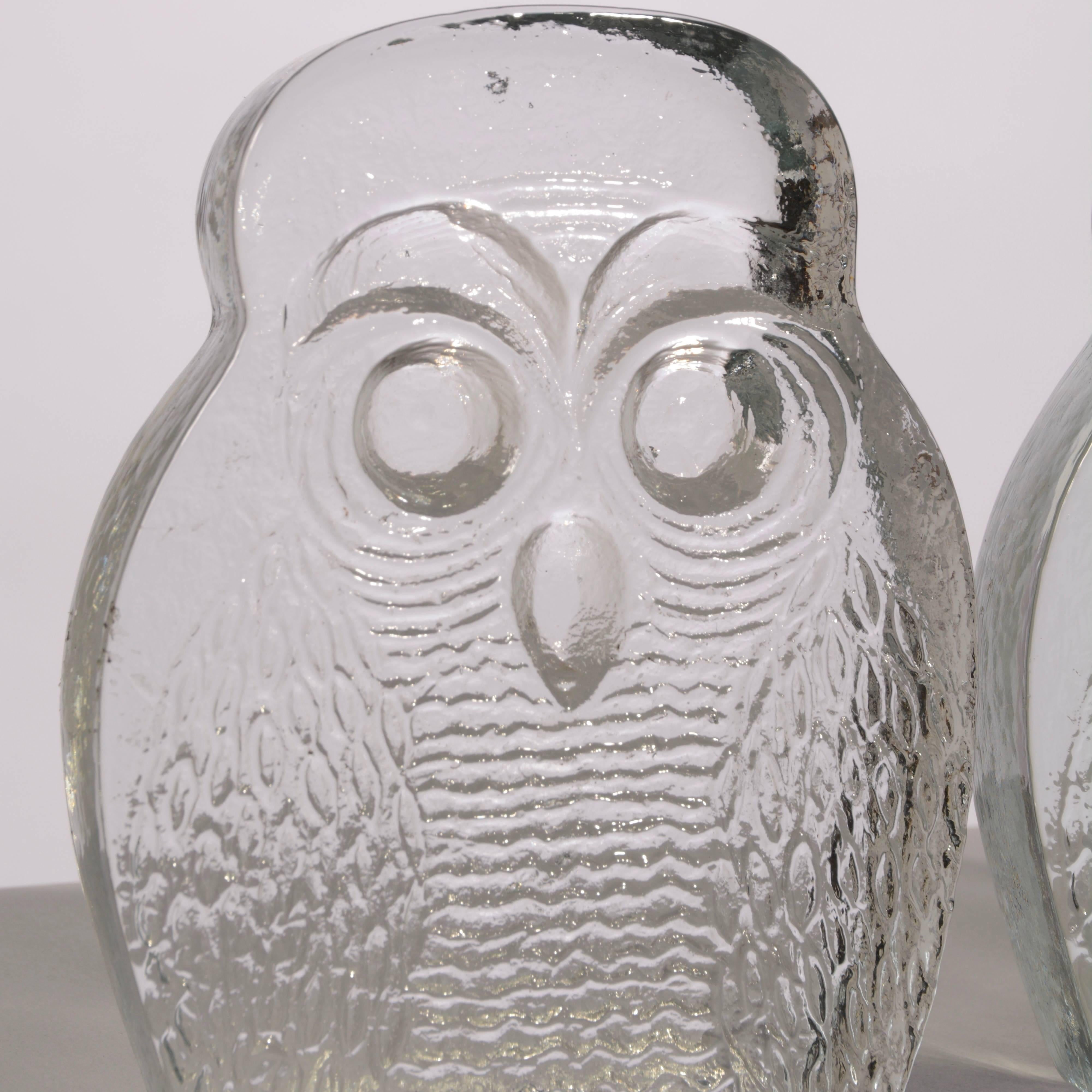 Owl Bookends by Blenko In Excellent Condition In Los Angeles, CA