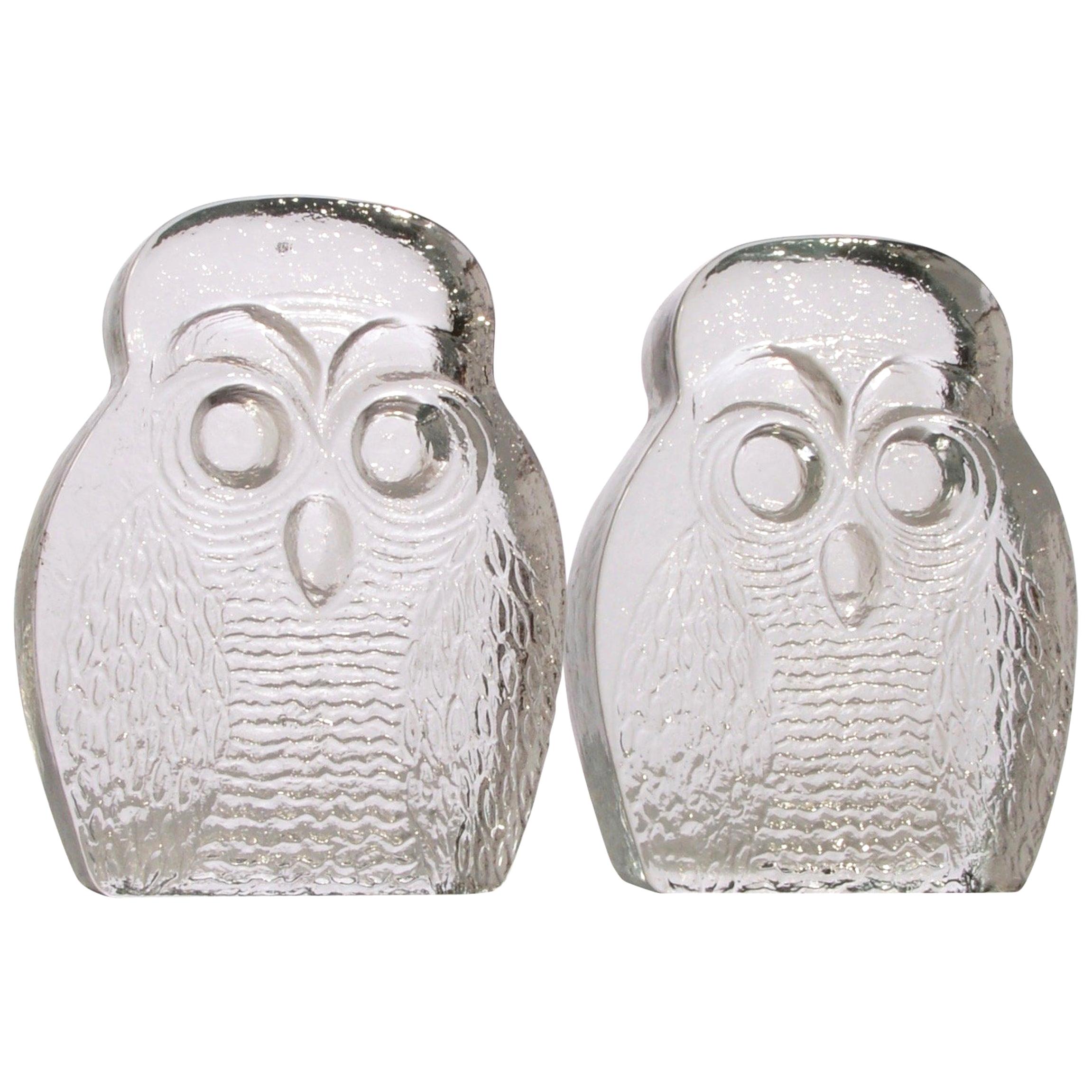 Owl Bookends by Blenko