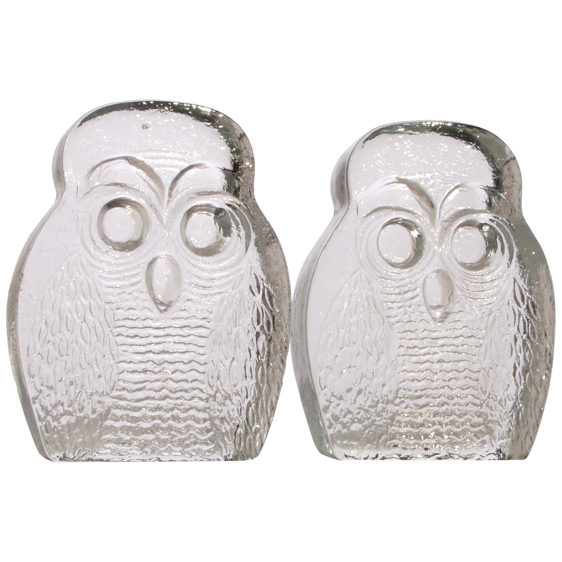 Owl Bookends by Blenko