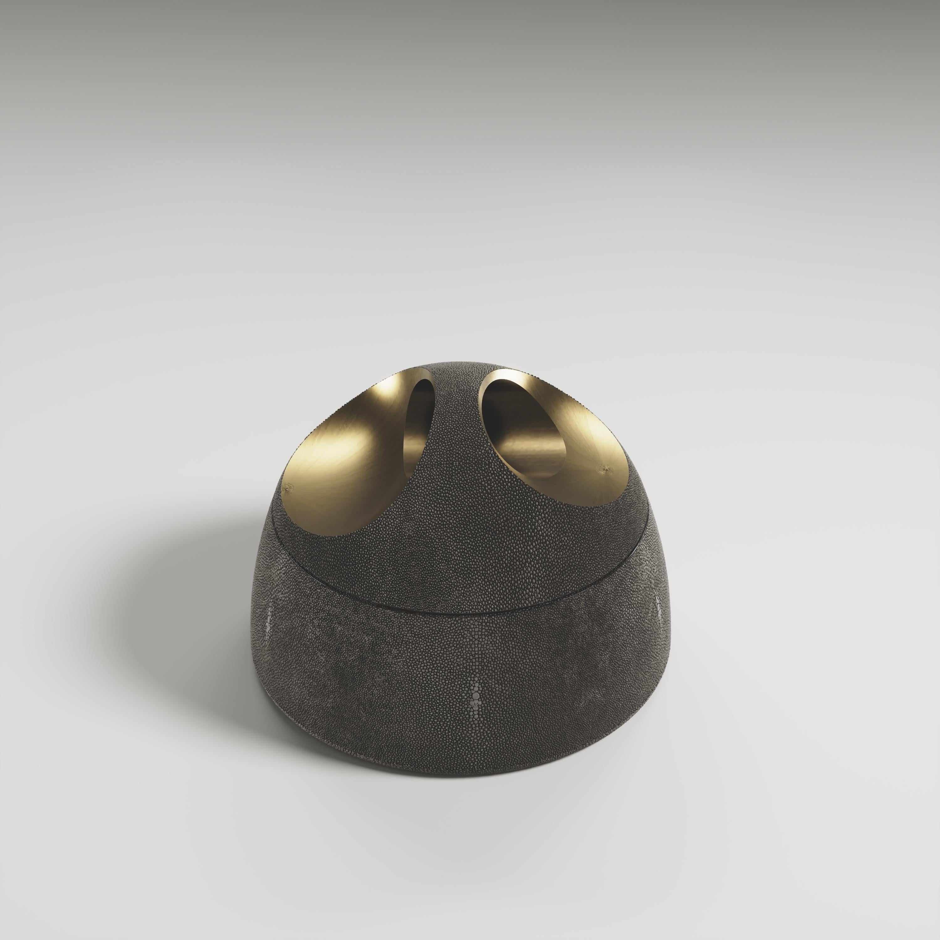 Eulenschachtel aus schwarzem Kohlegrün und Bronze-Patina-Messing von R&Y Augousti (Art déco) im Angebot