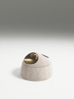 Owl Box in Cream Shagreen and Bronze-Patina Brass by R&Y Augousti