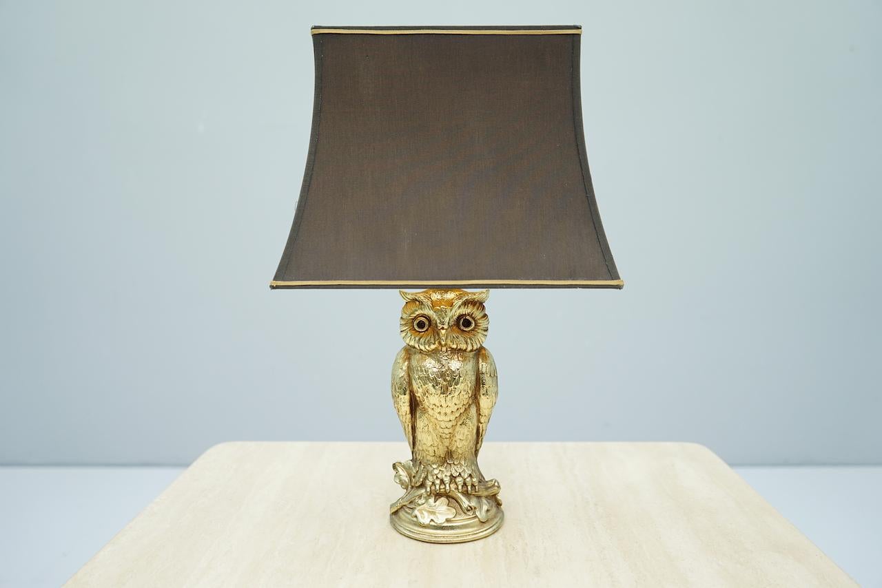 Owl Brass Table Lamp by Loevsky & Loevsky, 1970s 3