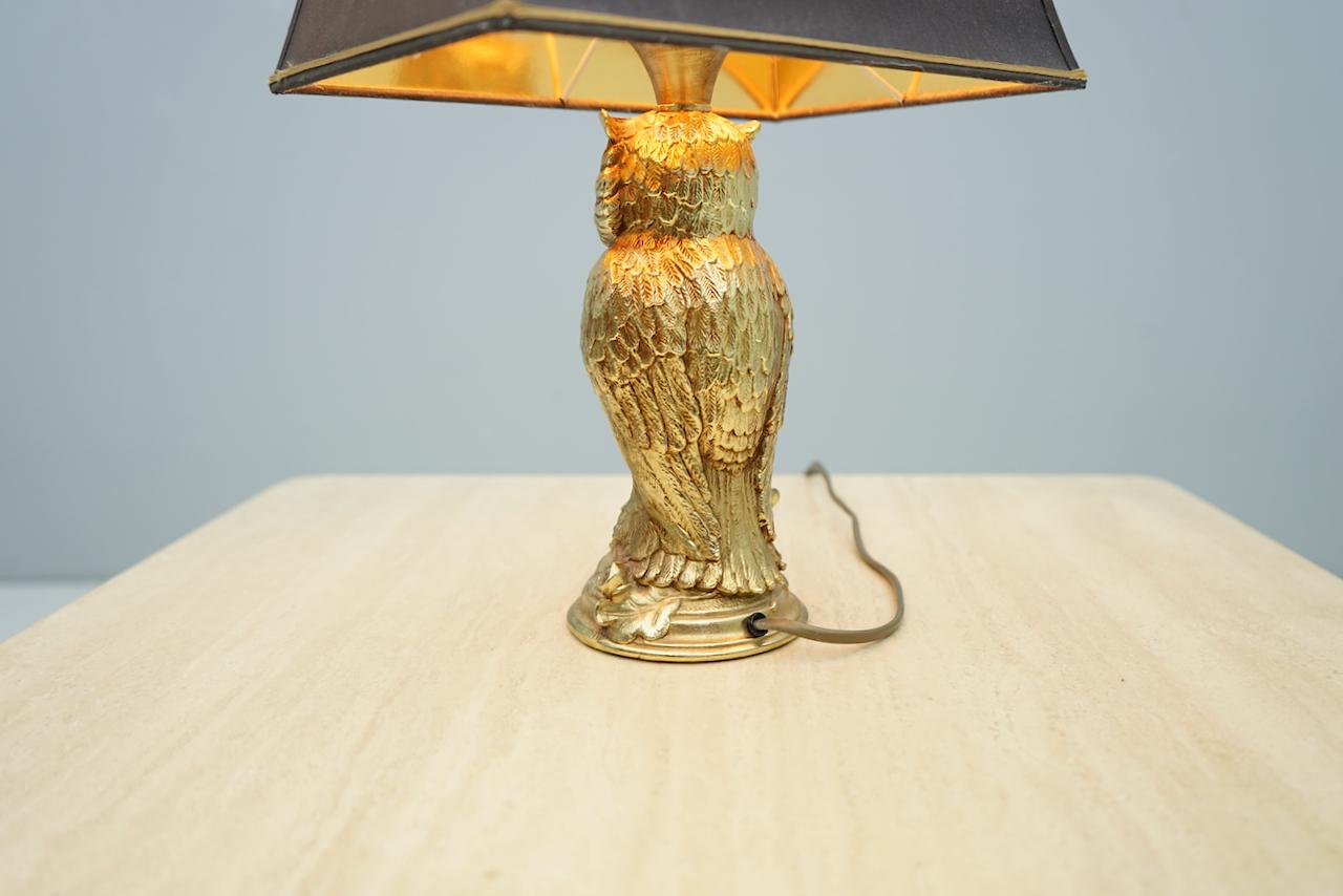 Owl Brass Table Lamp by Loevsky & Loevsky, 1970s In Good Condition In Frankfurt / Dreieich, DE