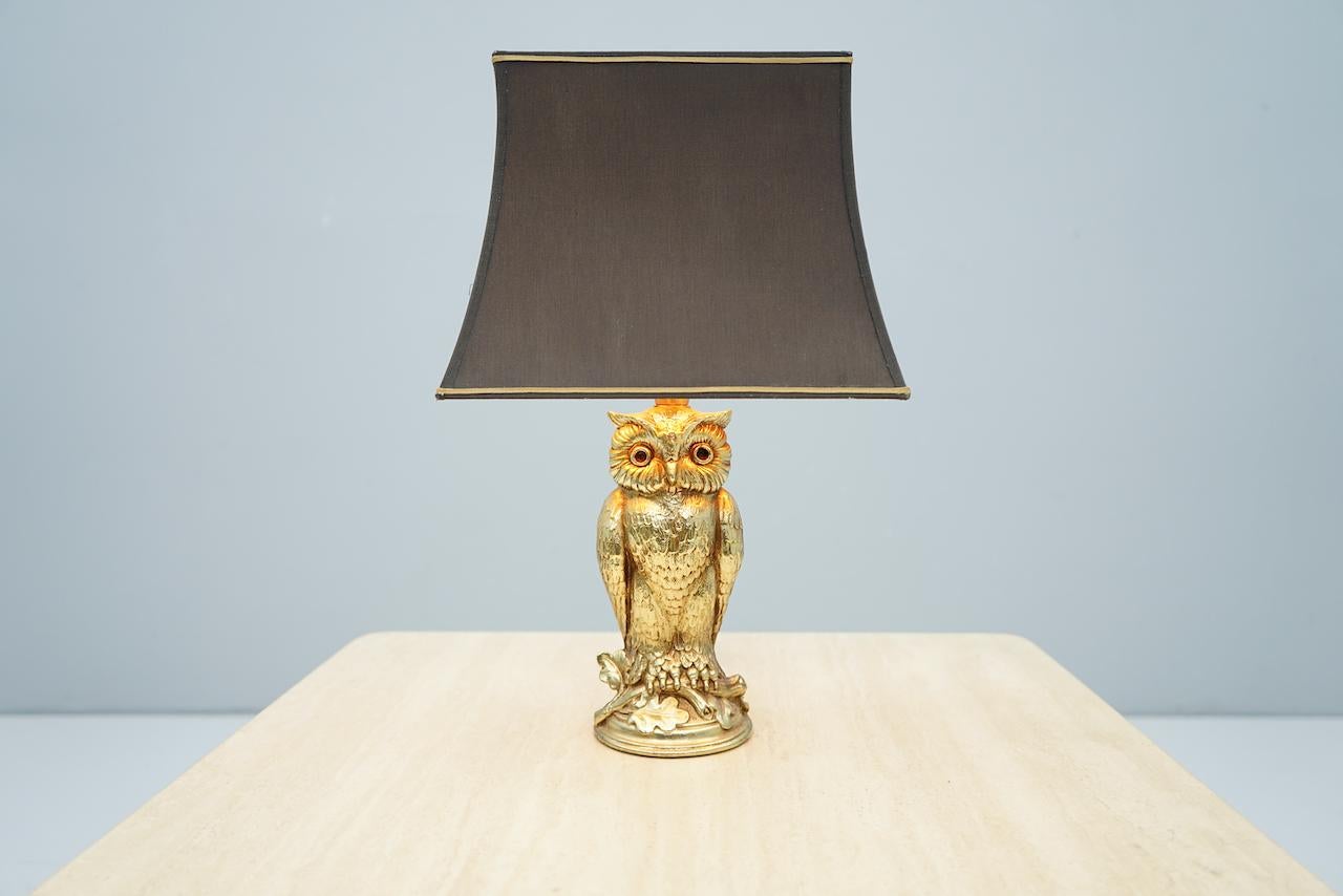 Owl Brass Table Lamp by Loevsky & Loevsky, 1970s 1