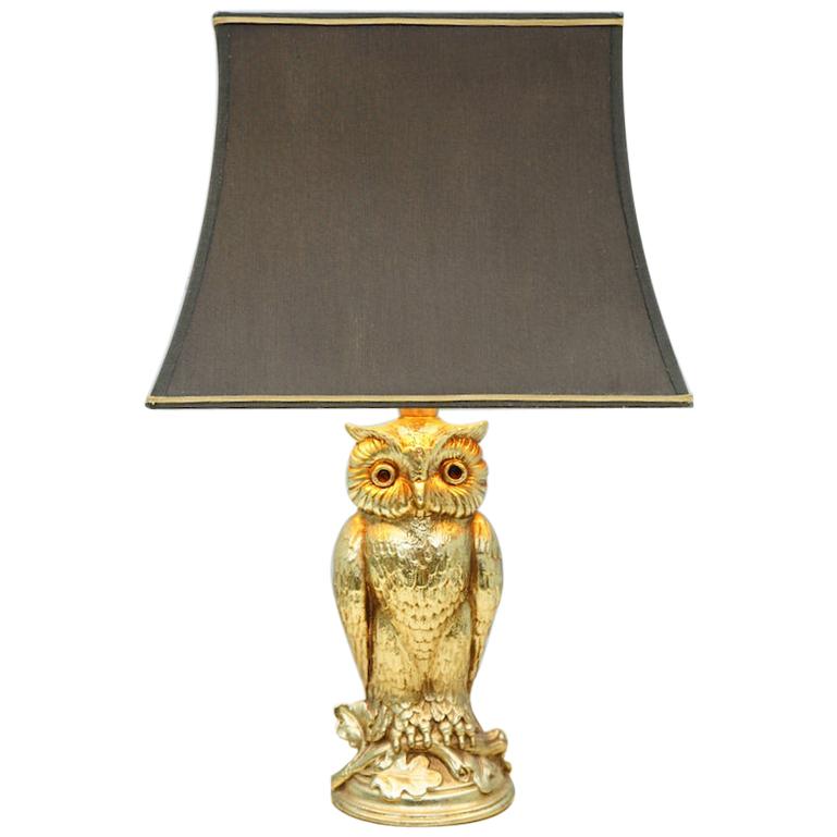 Owl Brass Table Lamp by Loevsky & Loevsky, 1970s