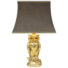 Owl Brass Table Lamp by Loevsky & Loevsky, 1970s