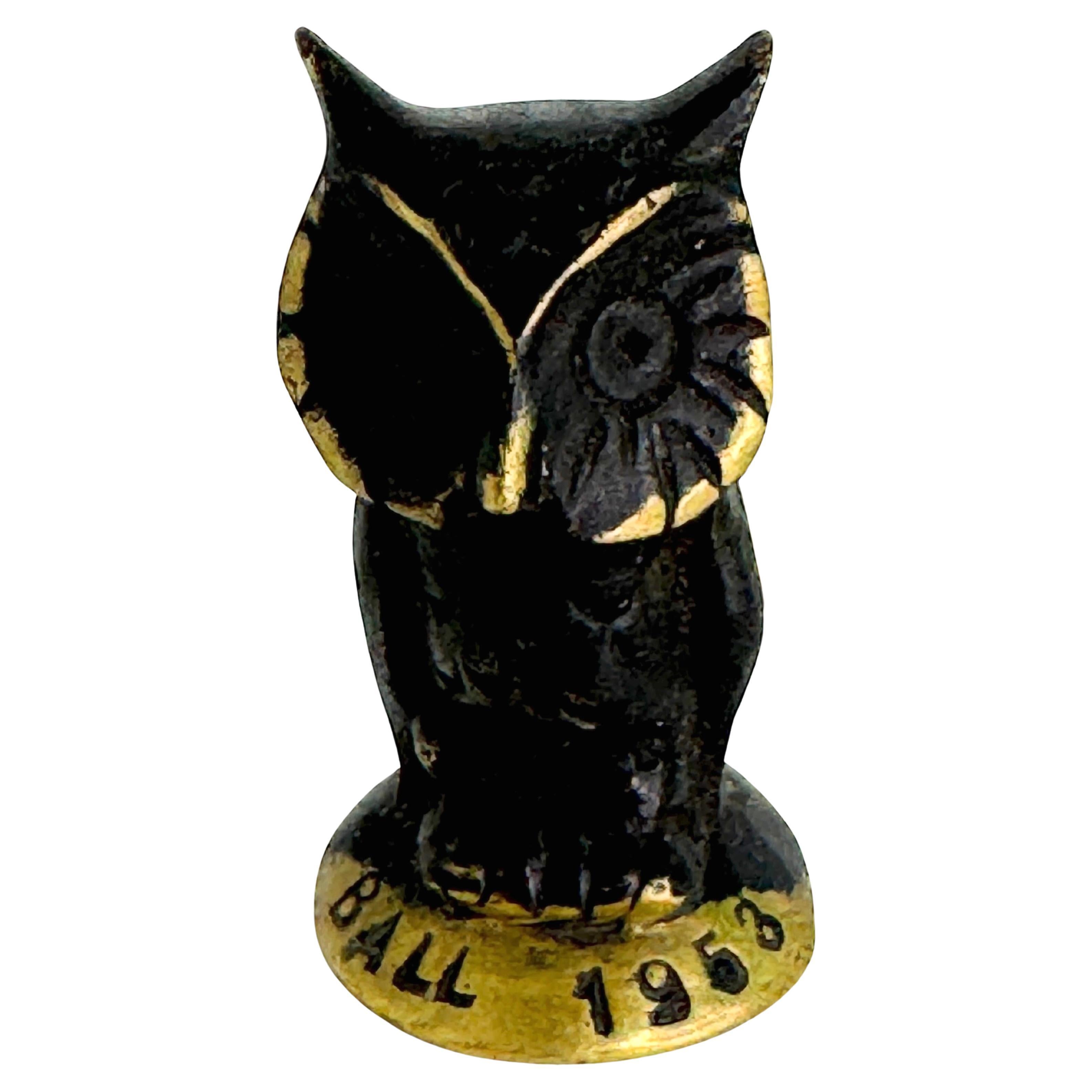 Figurina di gufo in bronzo di Walter Bosse, Vienna Austria per Opera Ball 1953 in vendita