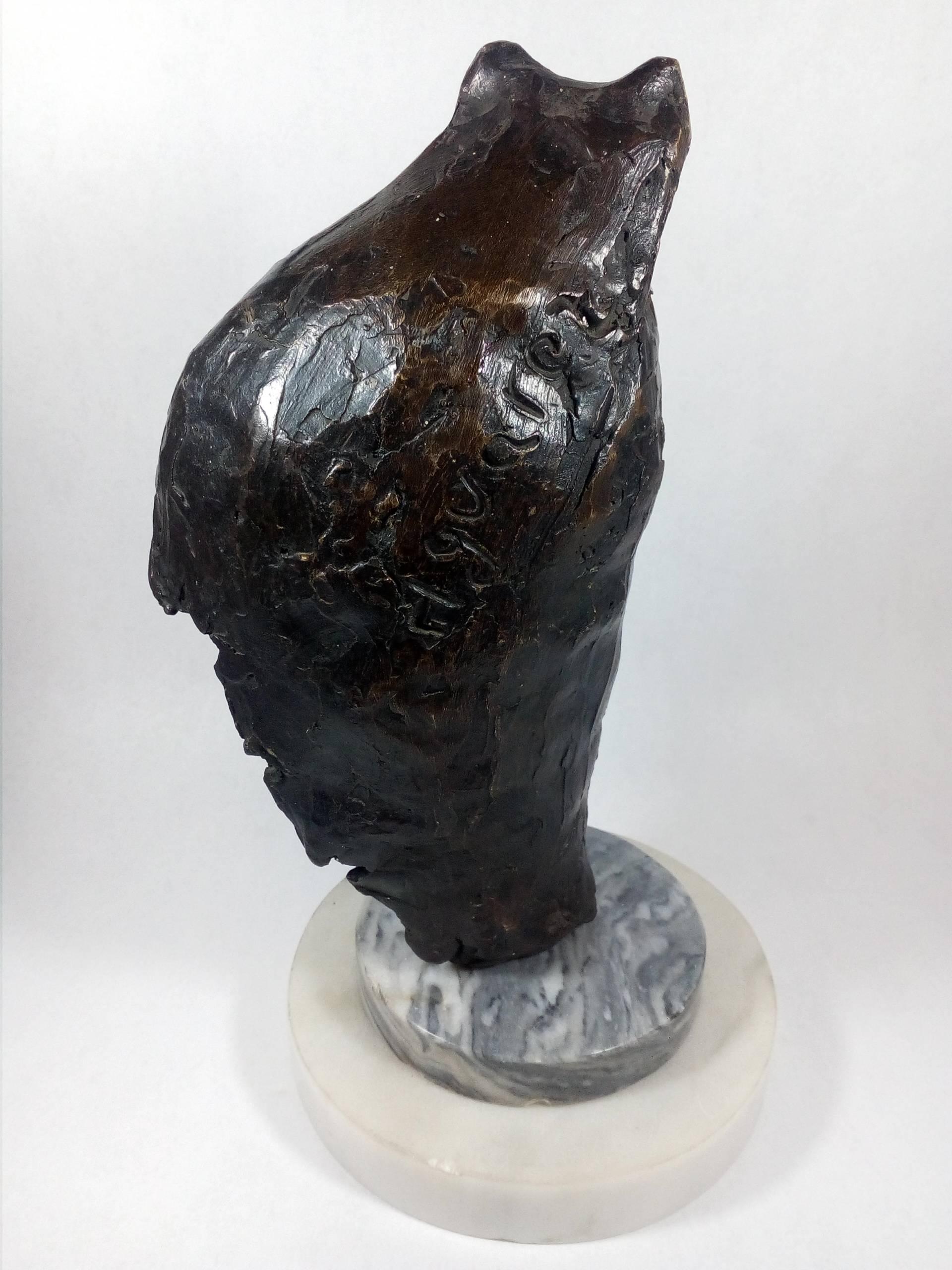 Brutalist Owl Bronze Sculpture by Heriberto Júarez