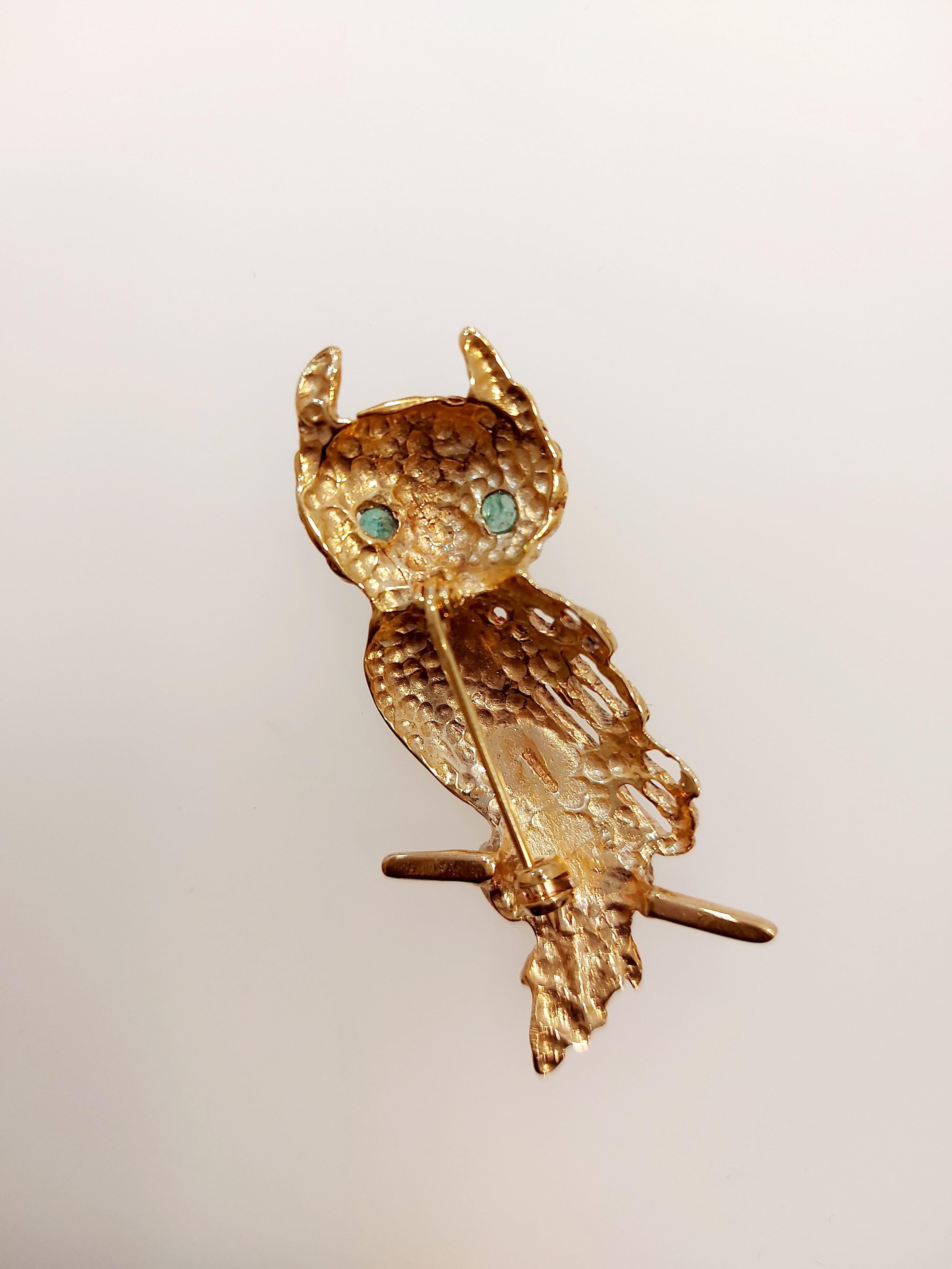 gold owl brooch