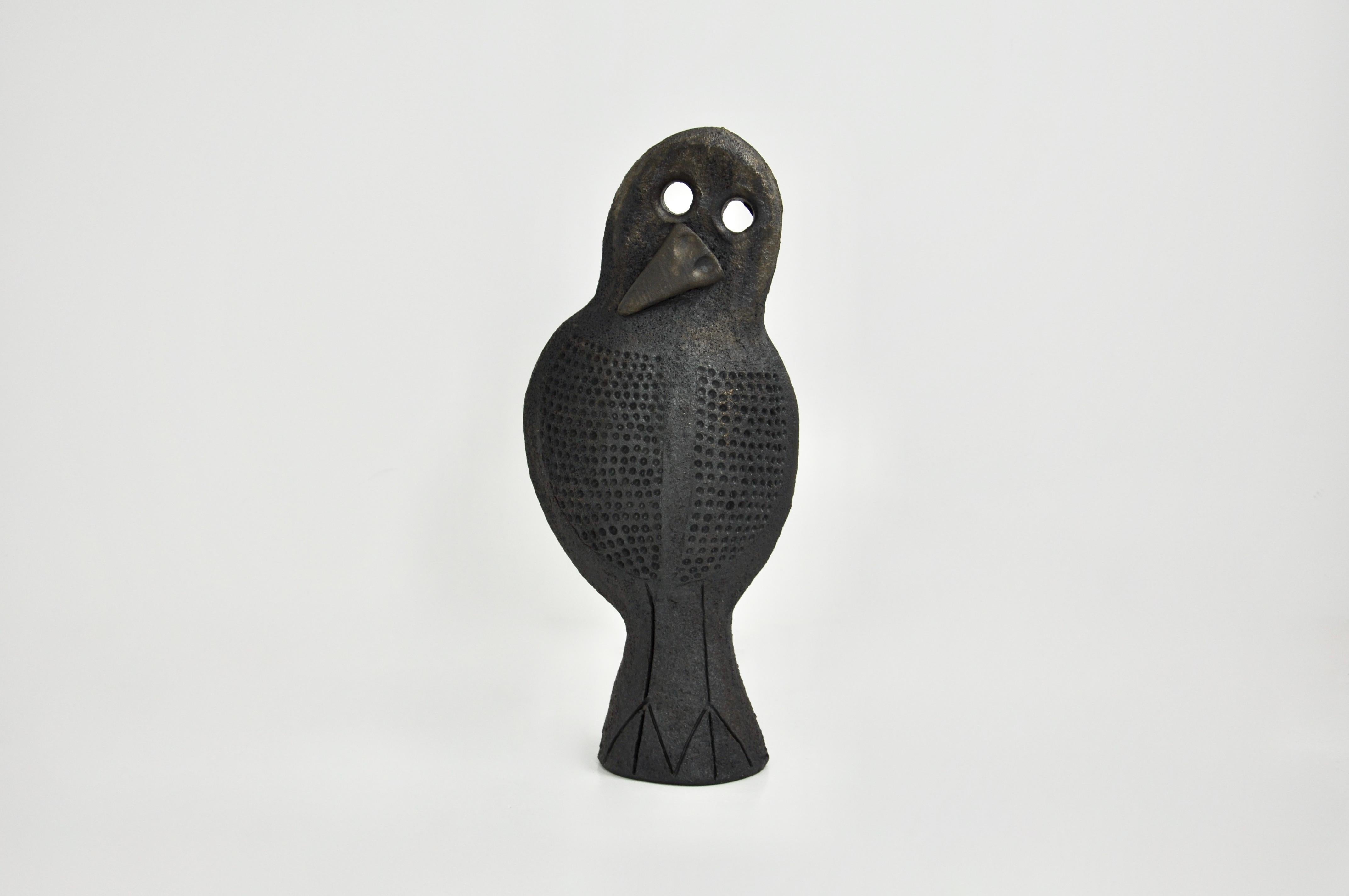 Céramique en forme de hibou estampillée Dominique Pouchain.