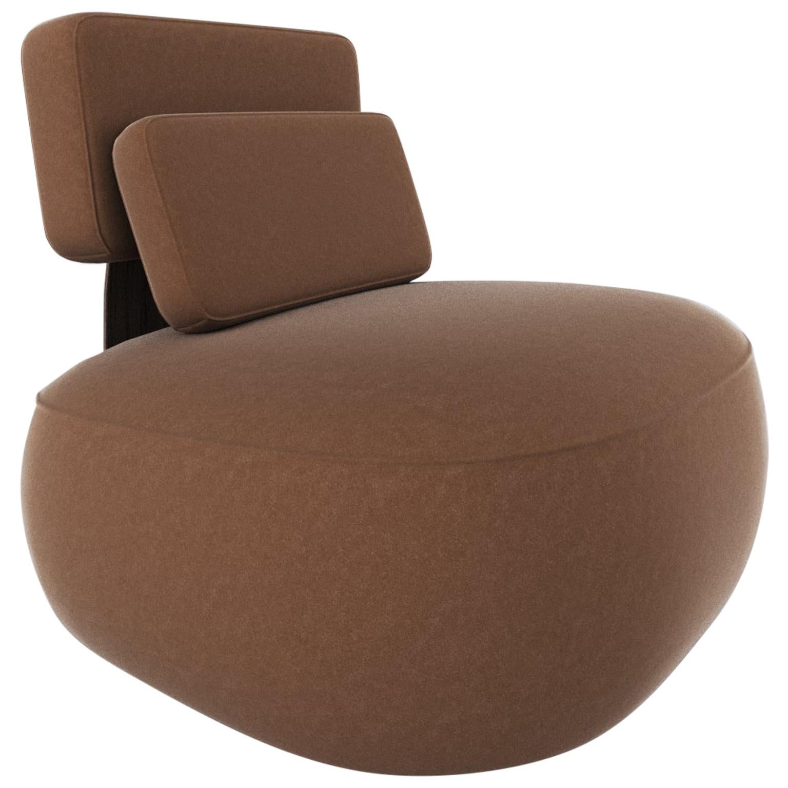 Armchair Winding, Swivel, Fabric Caramel For Sale