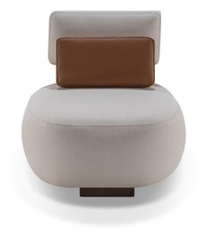 Armchair Winding Fixed, Color Off-White and Kidney Pillow Caramel