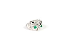 Owl Diamond Emerald Band Ring