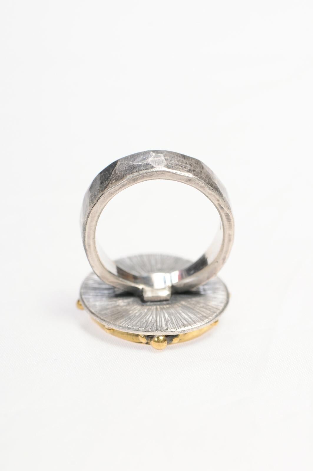 Owl Drachm Ring in 22k & sterling silver For Sale 2