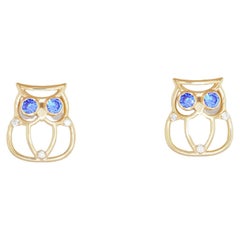 Owl earrings in 14k gold. 