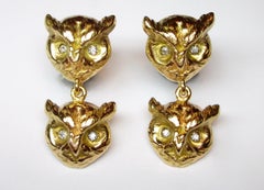 Owl Earrings With Diamonds