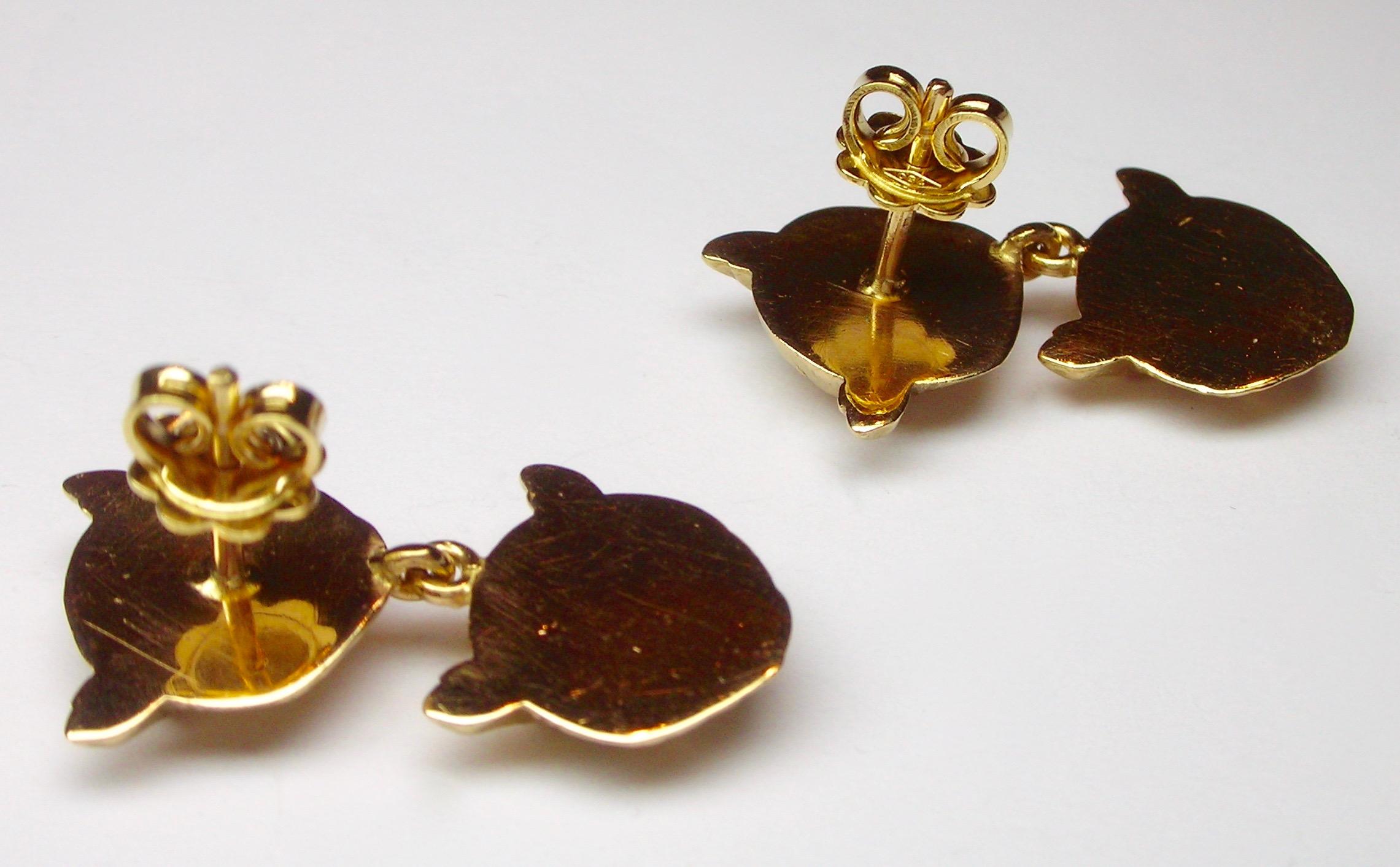 Round Cut Owl Earrings With Diamonds For Sale