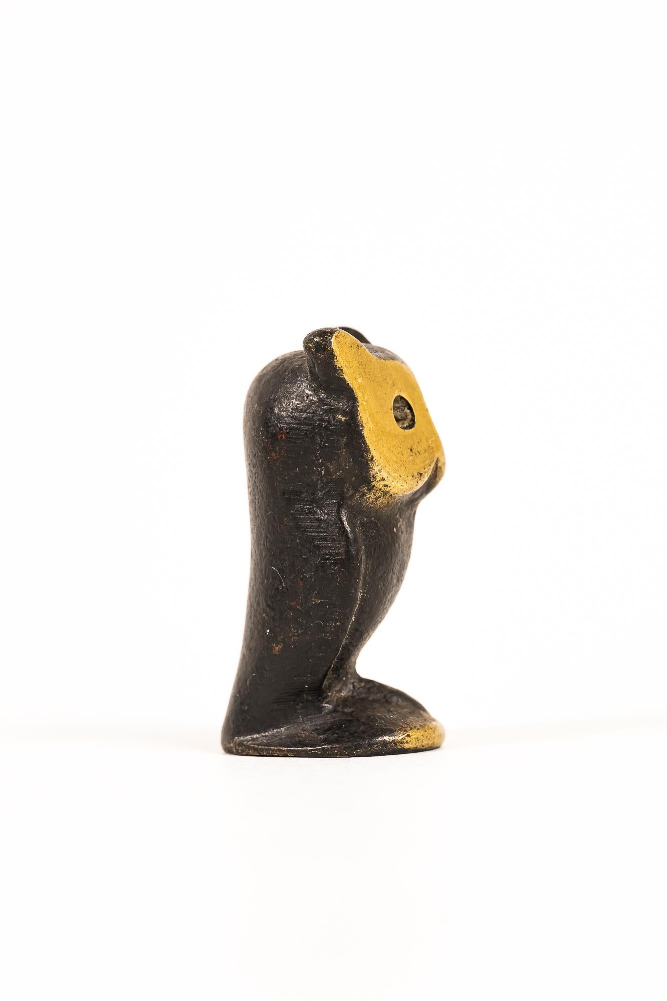 Blackened Owl Figurine by Walter Bosse Around 1950s For Sale