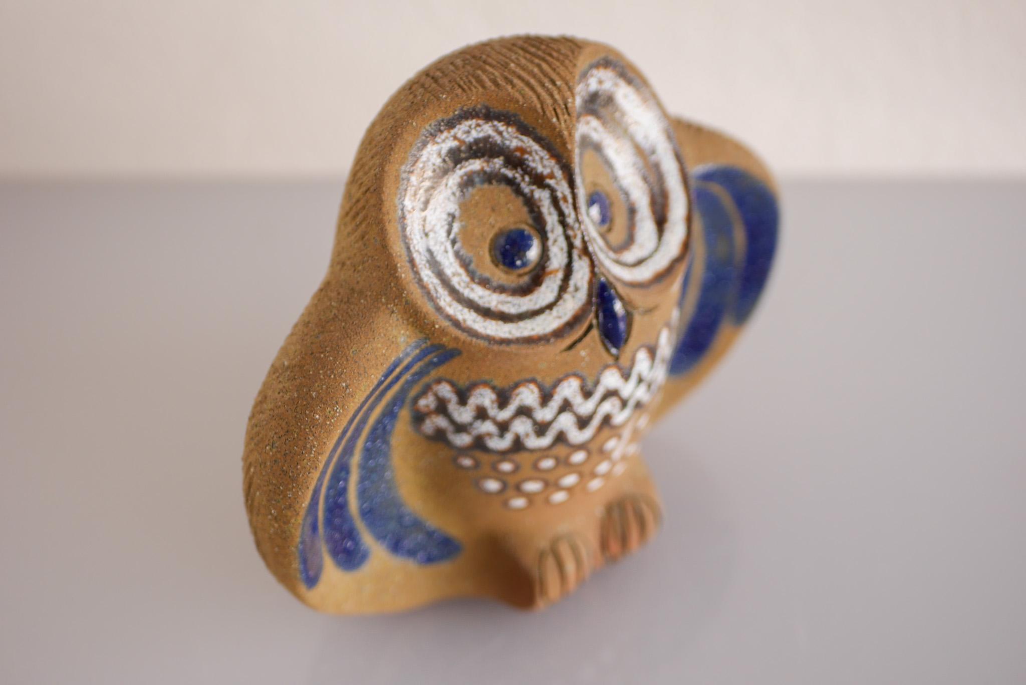 Figurita de búho en cerámica de Thomas Hellström para Nittsjö, Suecia Moderno de mediados de siglo en venta
