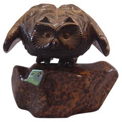Owl hand carved in Tigers Eye