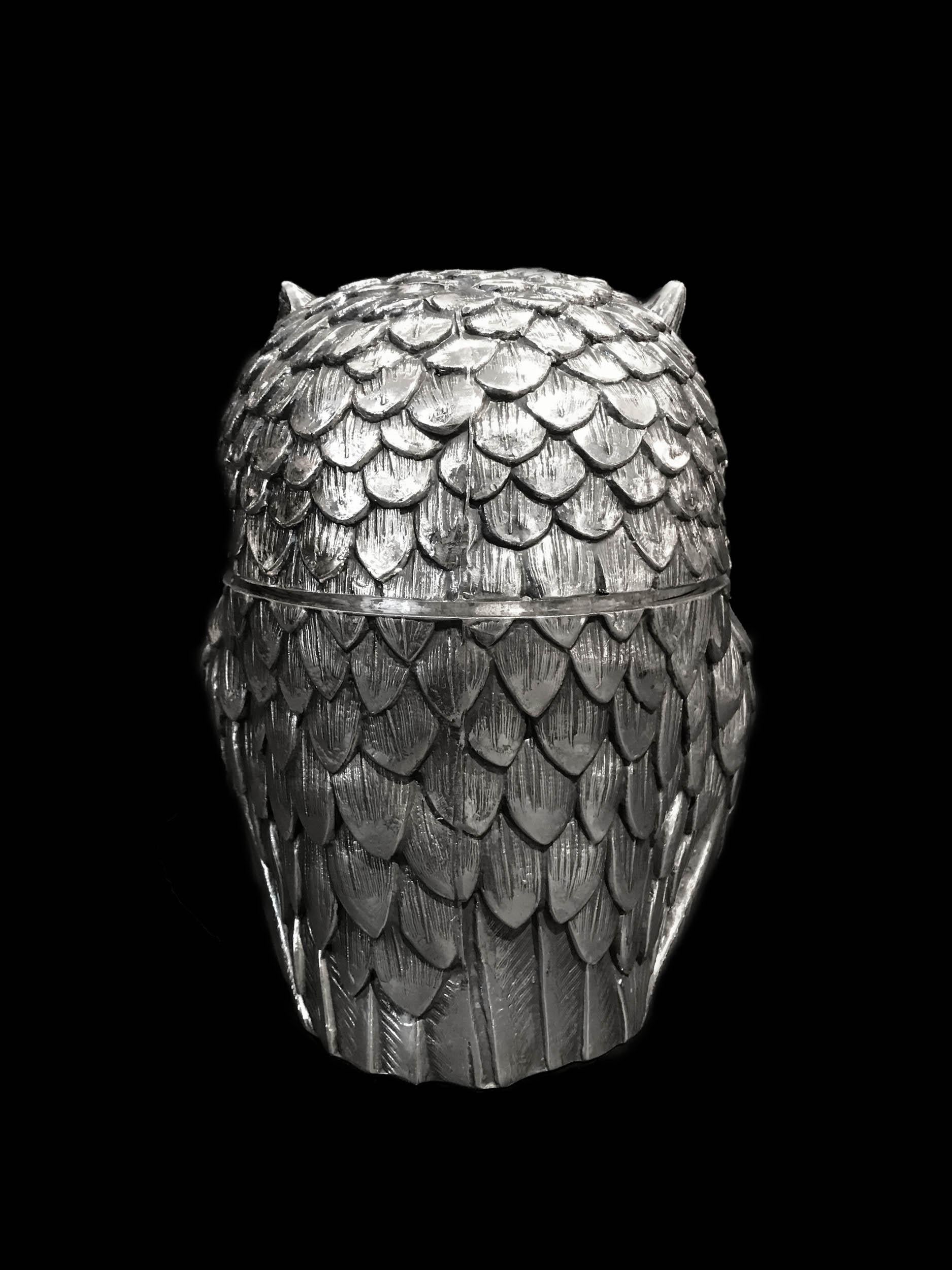 Owl Ice Bucket Designed by Mauro Manetti, Silver Plated, circa 1960 In Good Condition In Paris, FR