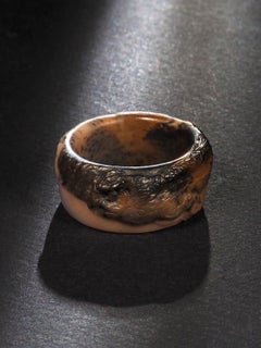 Owl in Flight - Hand-Carved Agate Ring