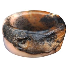 Owl in Flight - Hand-Carved Agate Ring