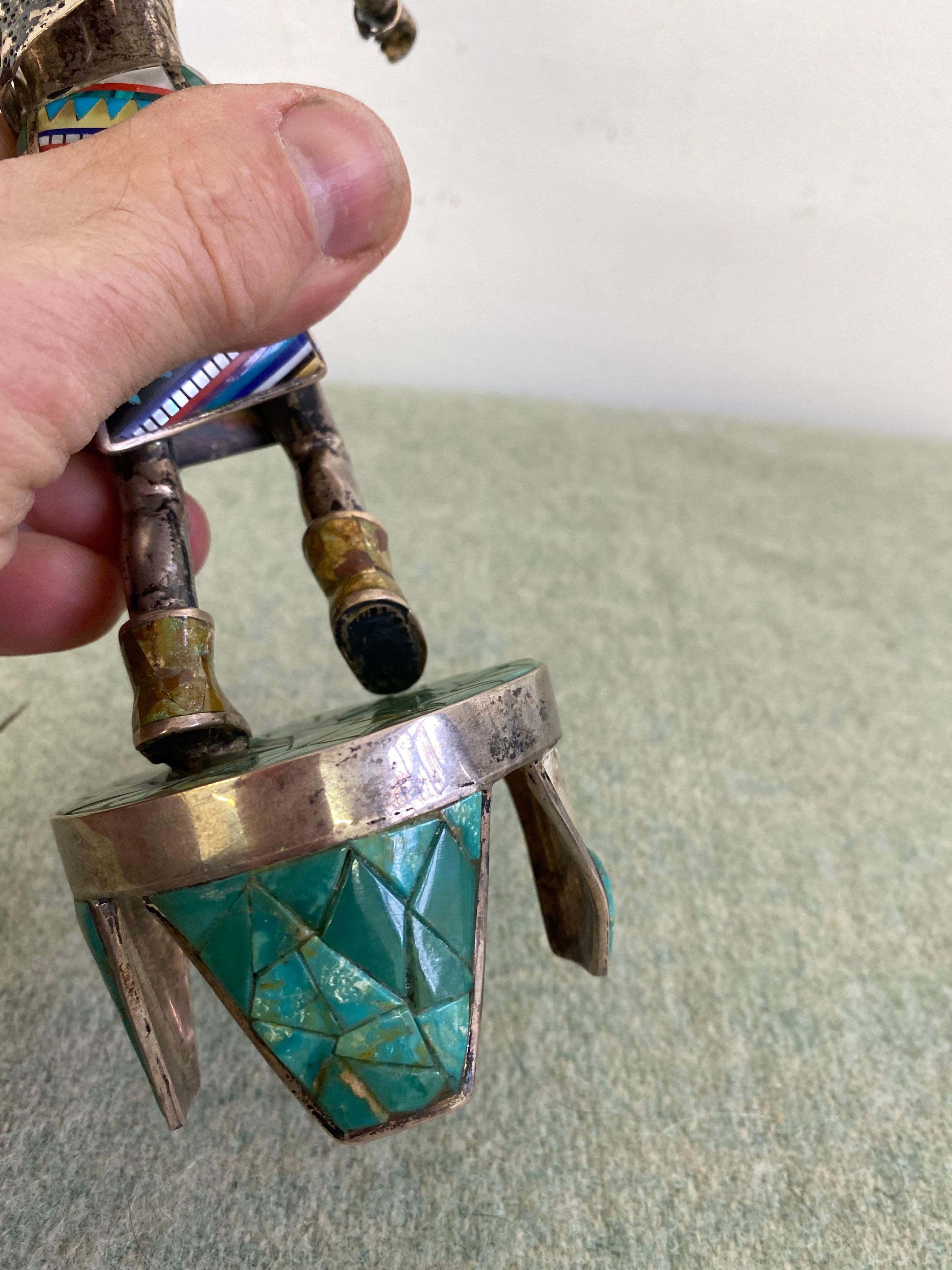 American Owl kachina by Gaspar Sterling and Turquoise For Sale