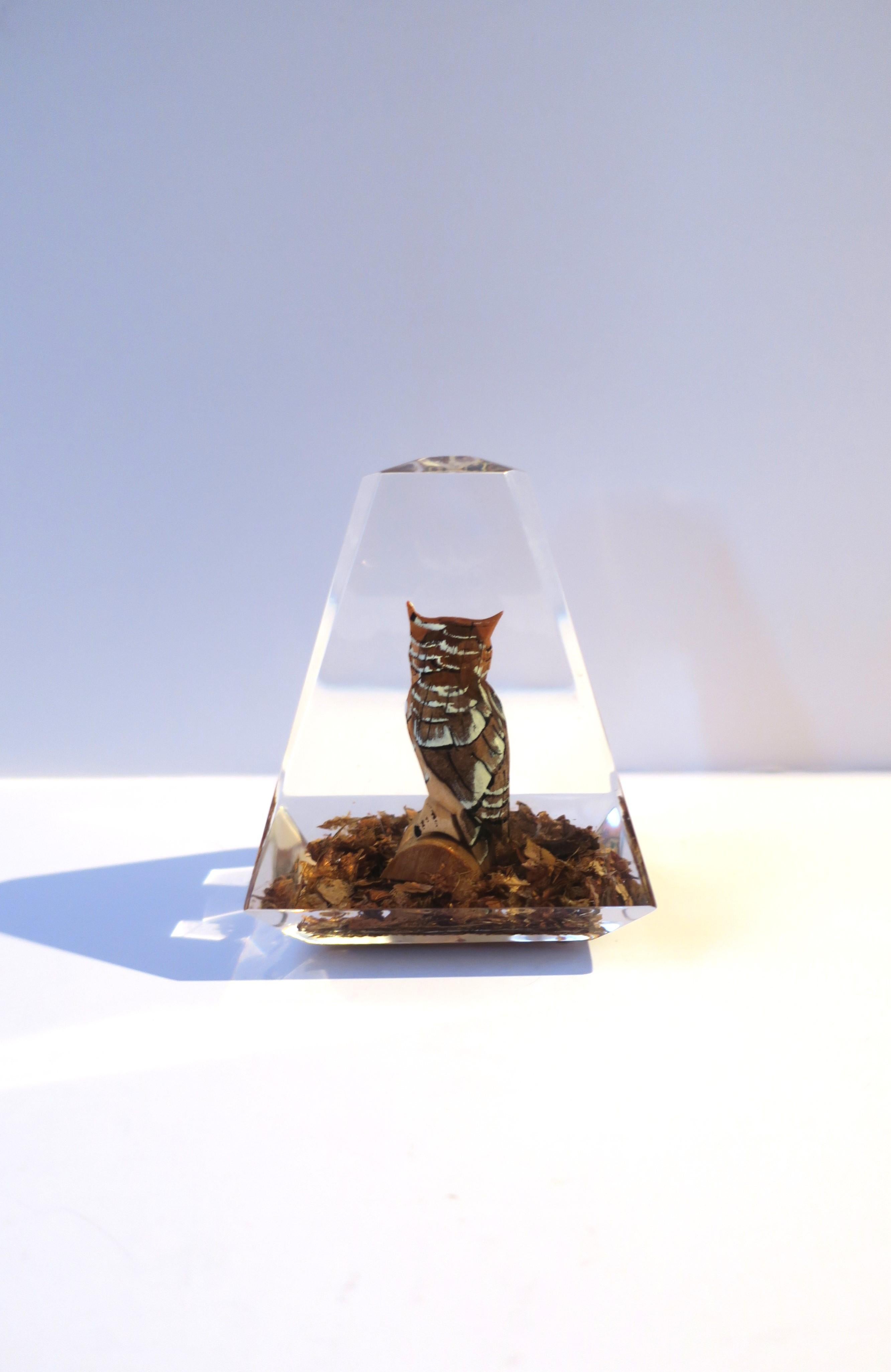 Owl Lucite and Wood Sculpture  For Sale 2