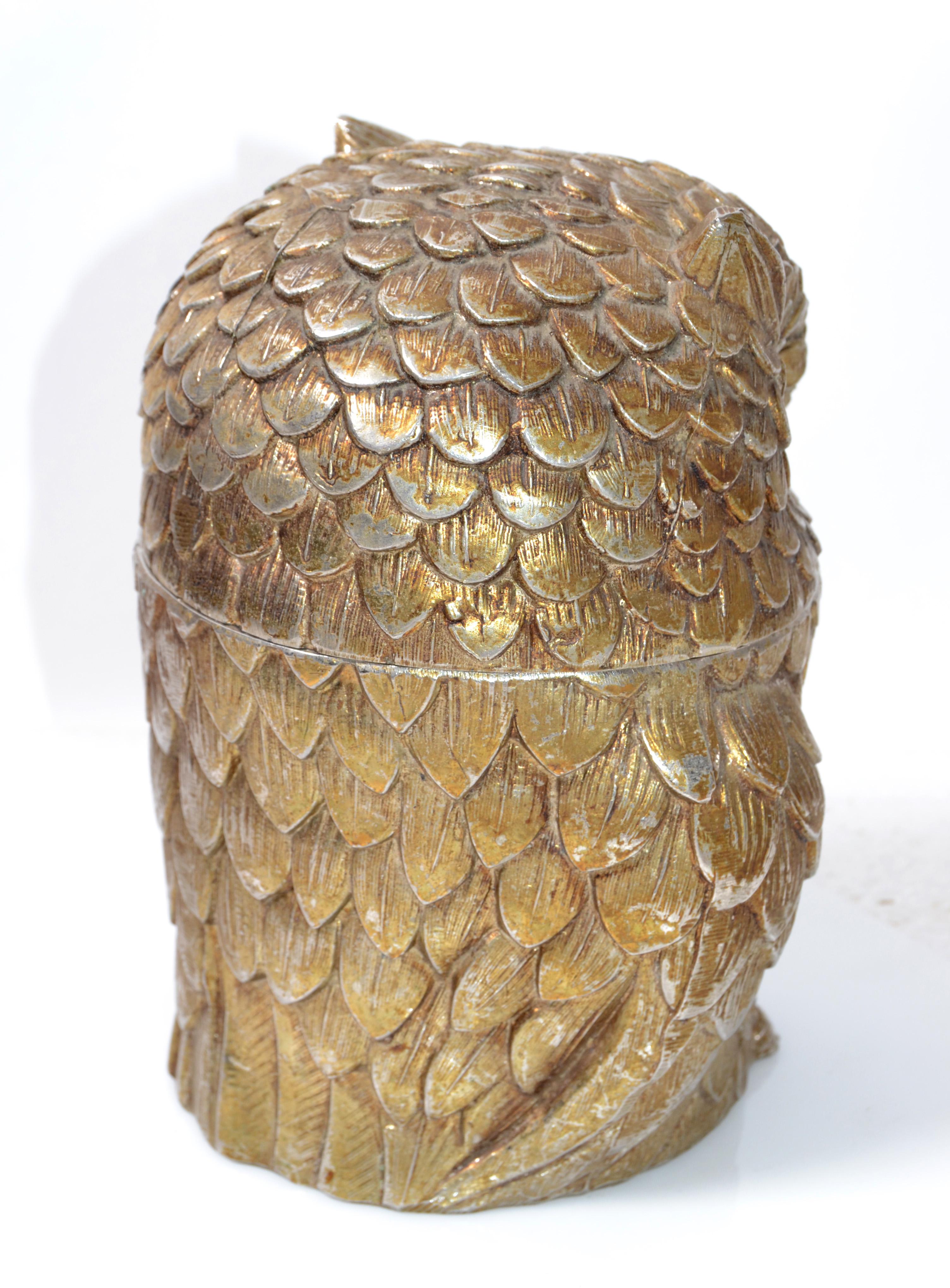 Búho Mauro Manetti Cubitera aislada y bañada en oro Moderna de mediados de siglo, Italia en venta 2