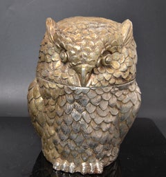 Owl Mauro Manetti Gold Plate & Insulated Ice Bucket Mid-Century Modern, Italy