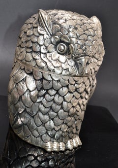 Owl Mauro Manetti Silver Plate Insulated Ice Bucket Mid-Century Modern, Italy