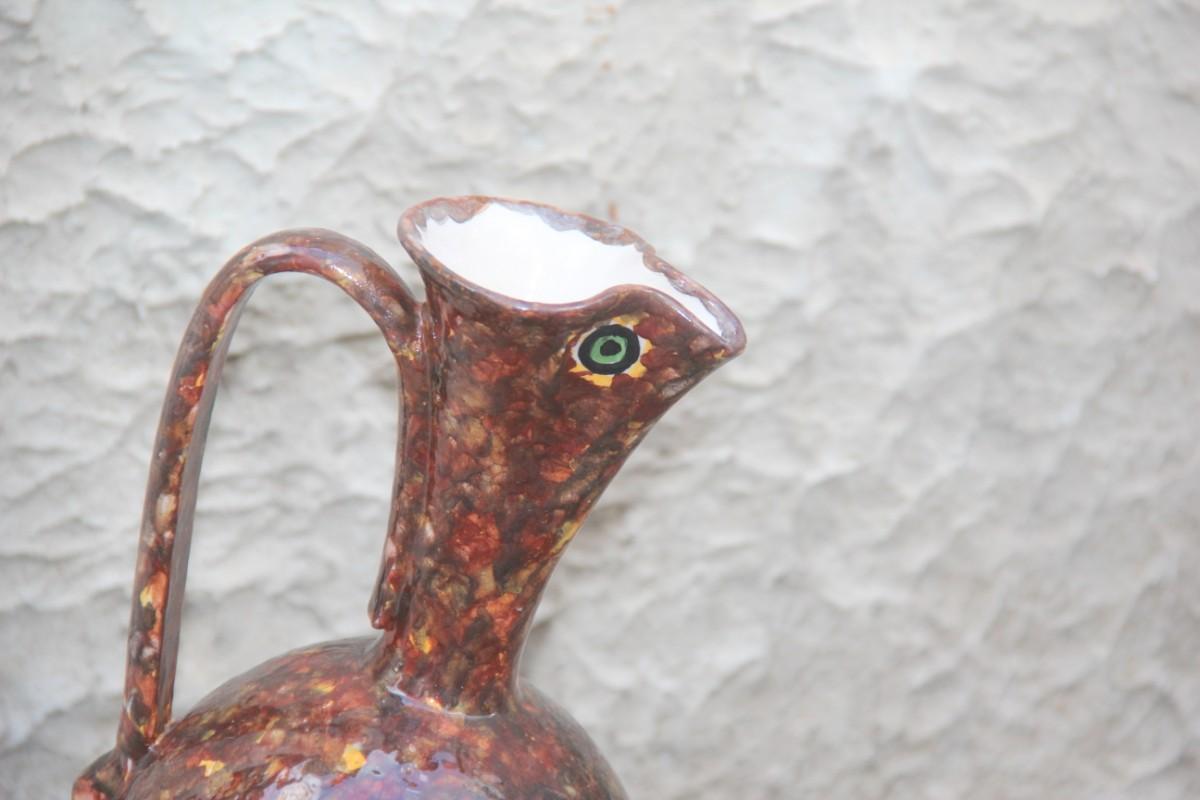 Owl Mid-Century Modern pitcher ceramic pitcher, the style is very reminiscent of the famous artist Pablo Picasso, 1960, abstract sculpture.


