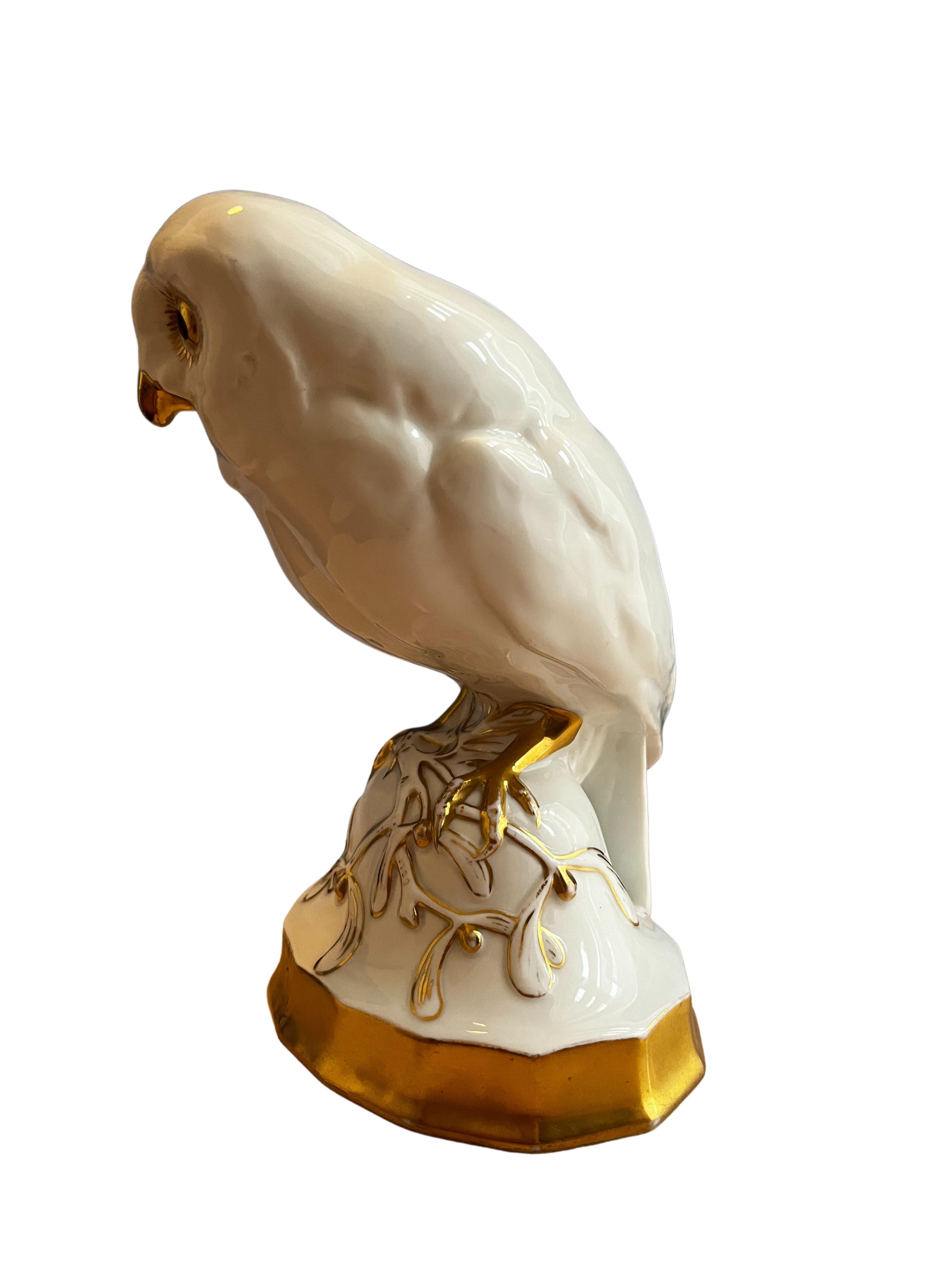 Jugendstil Owl misteltoe pedestal porcelain Hutschenreuther art dep Prof. Klee 1918 Germany For Sale