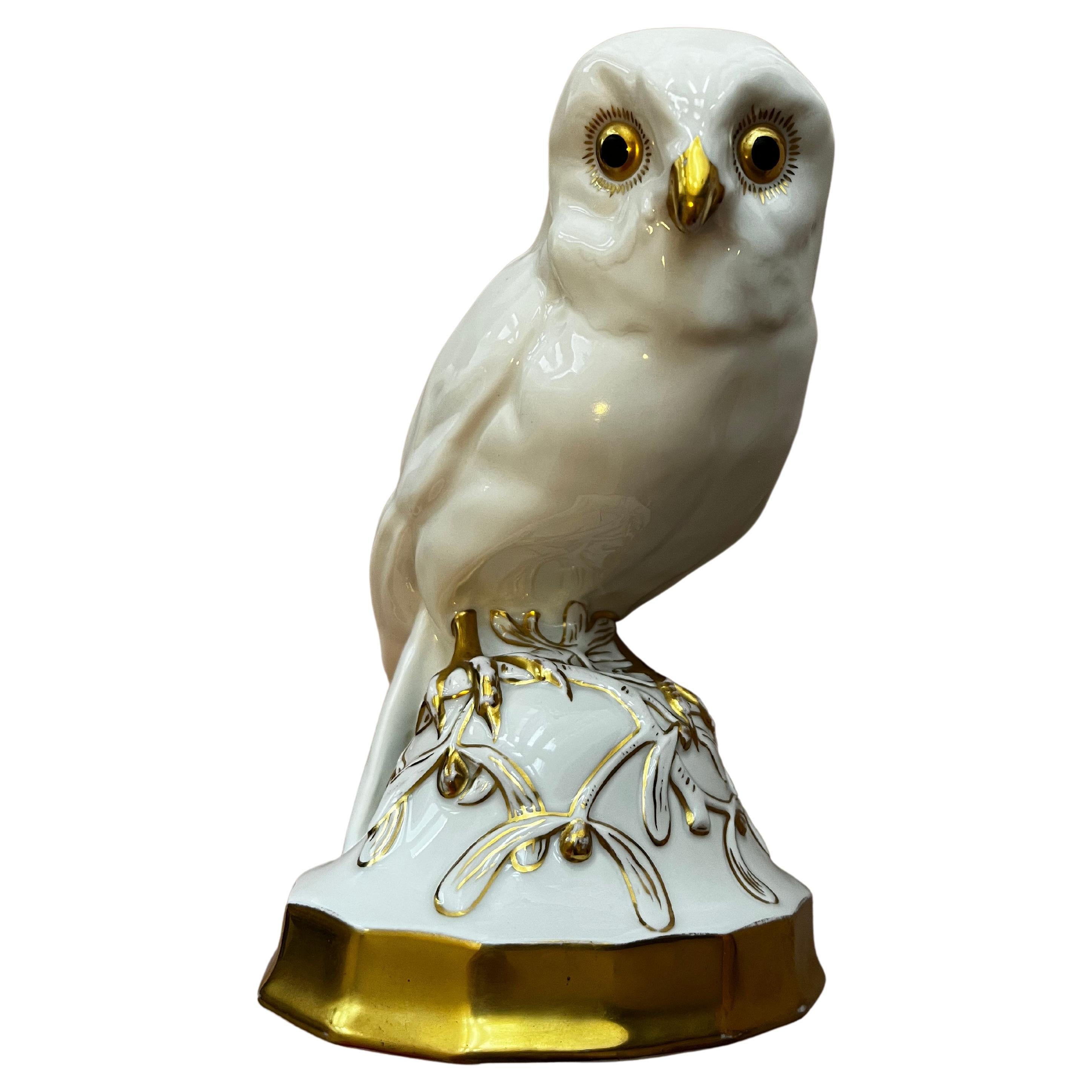 Owl misteltoe pedestal porcelain Hutschenreuther art dep Prof. Klee 1918 Germany For Sale