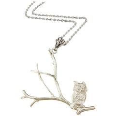Owl Necklace in Solid Sterling Silver.
