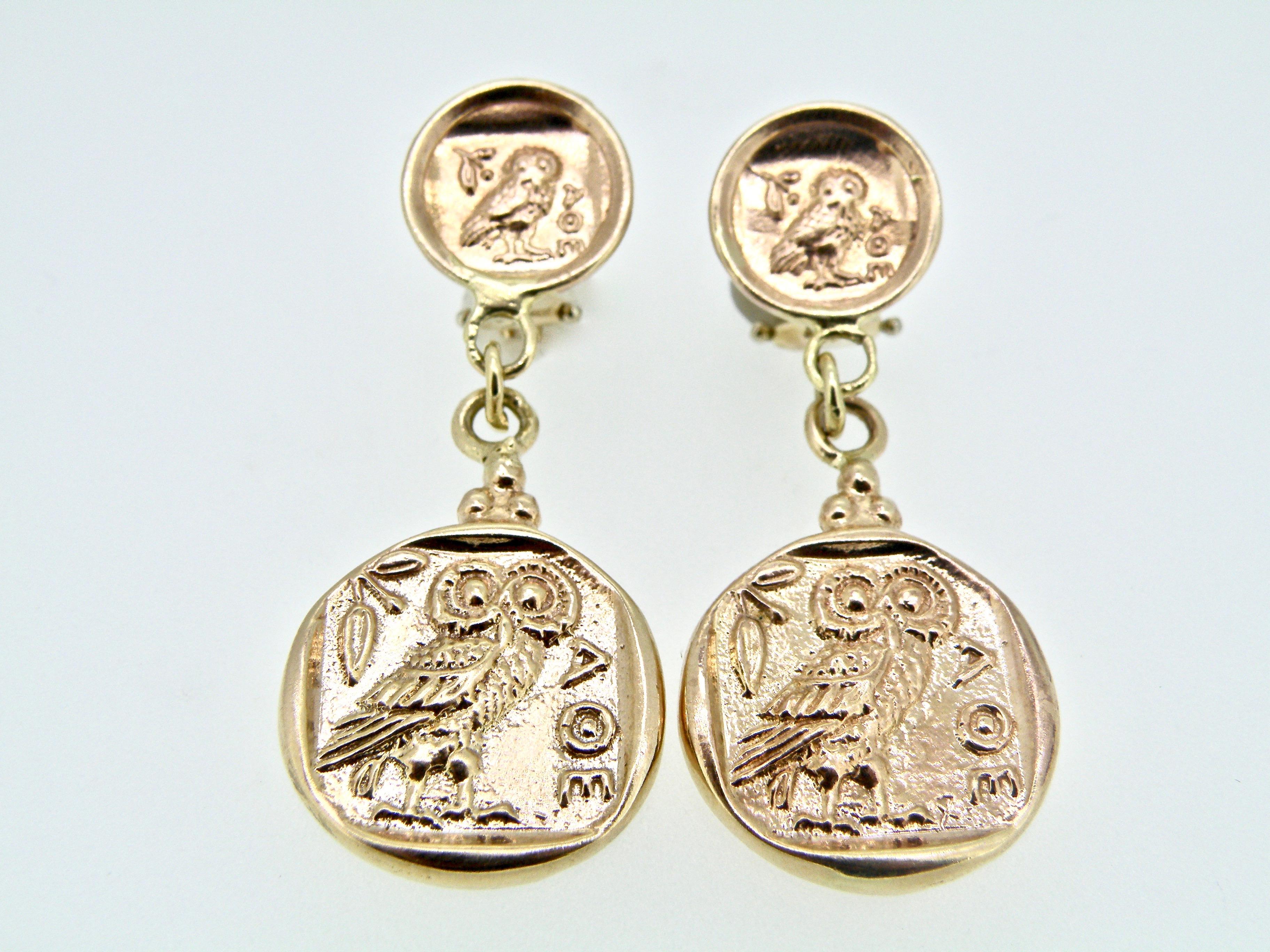 Owl of Athena Drop Earrings In New Condition In Cohasset, MA