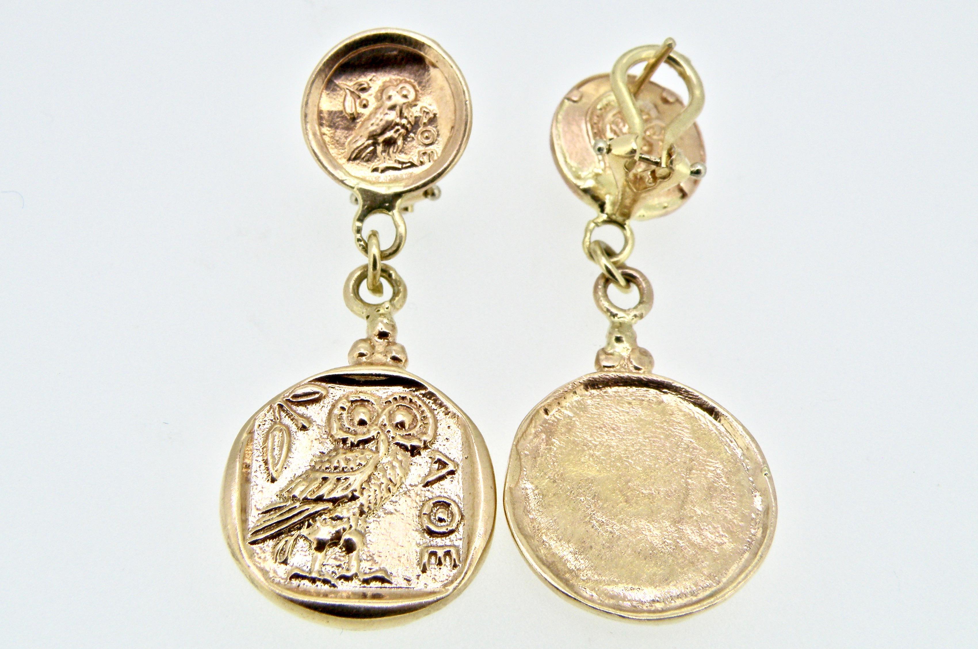 Women's or Men's Owl of Athena Drop Earrings