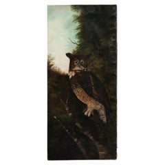 Owl Oil Painting, England circa 1910