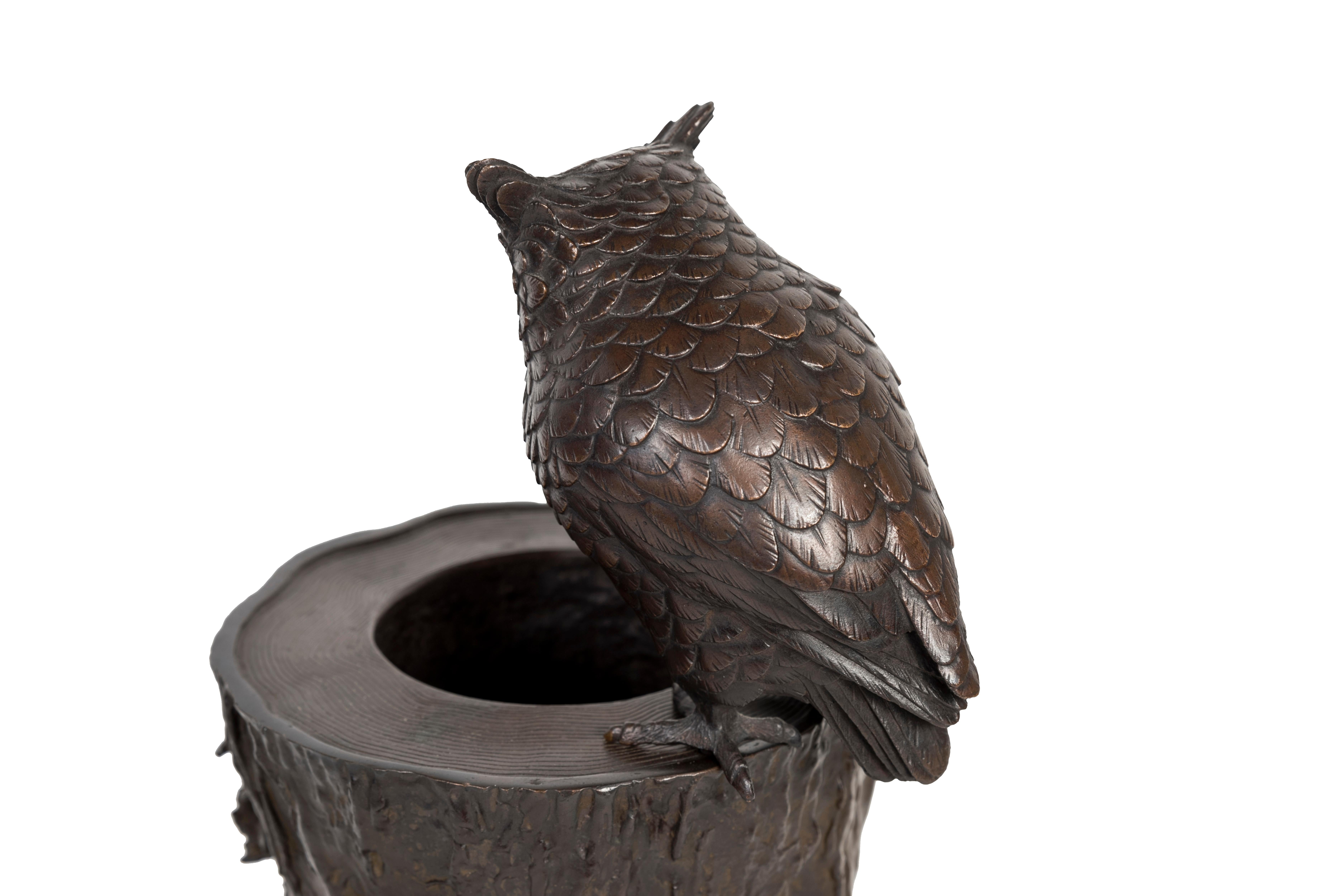19th Century Owl on a Tree Stump For Sale