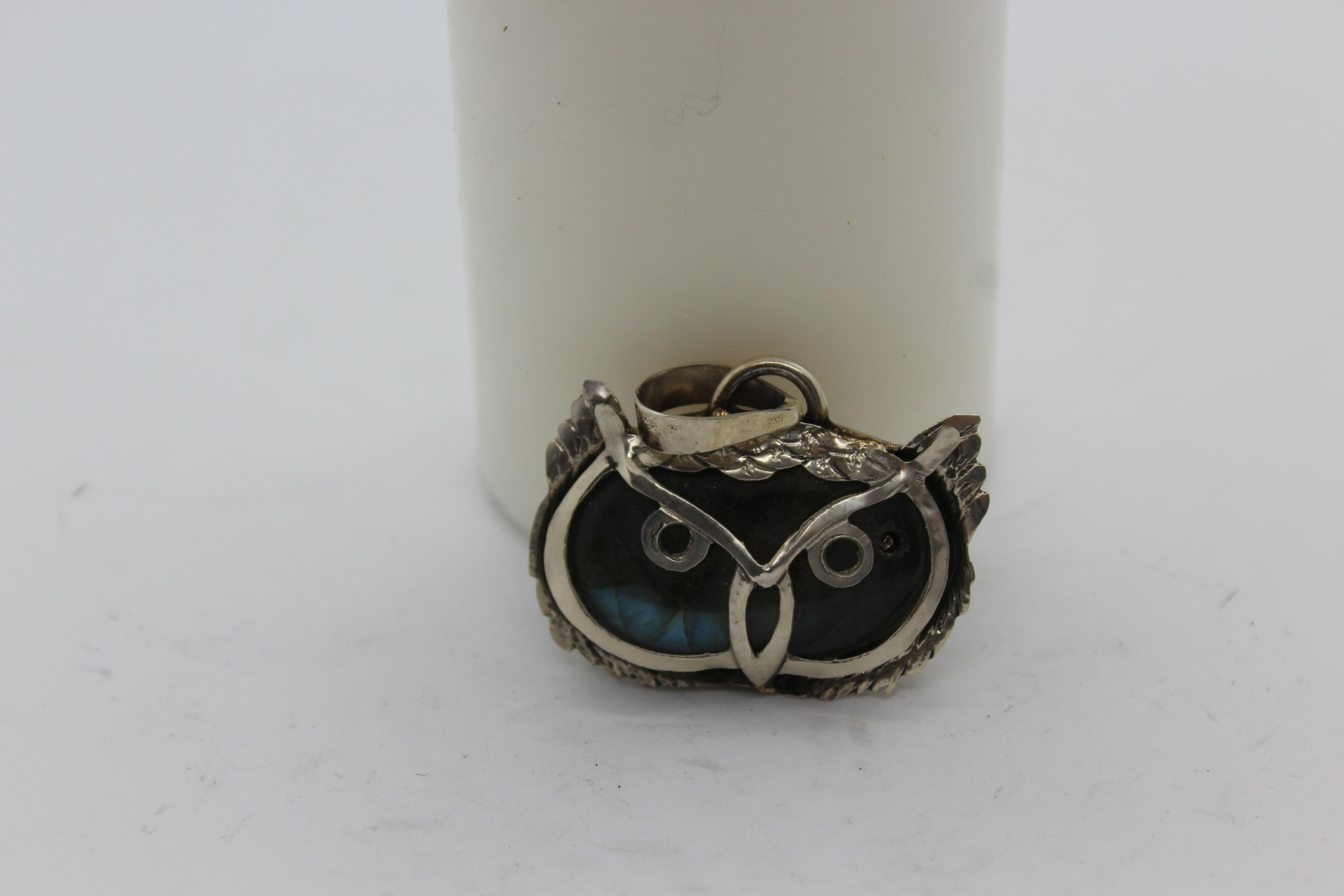 Artist Owl Pendant, Sterling Silver, Handmade, Italy For Sale