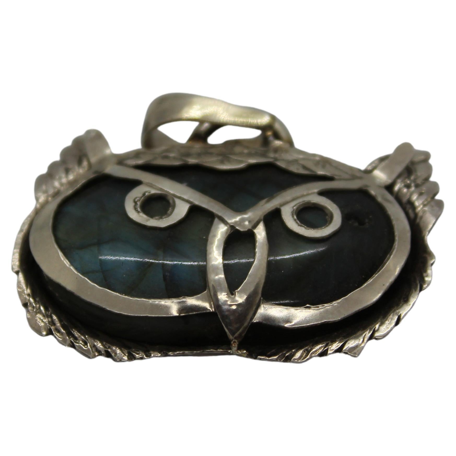Owl Pendant, Sterling Silver, Handmade, Italy