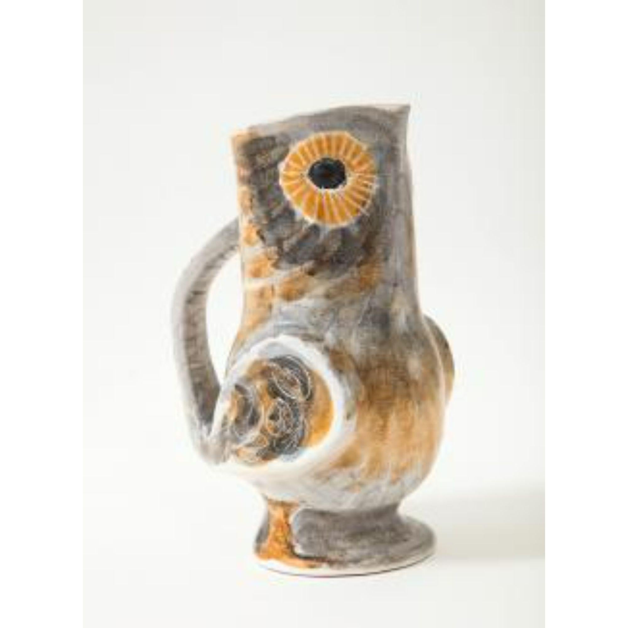 Owl Pitcher in Ceramic by Marcel Guillot, circa 1955 In Good Condition For Sale In New York City, NY