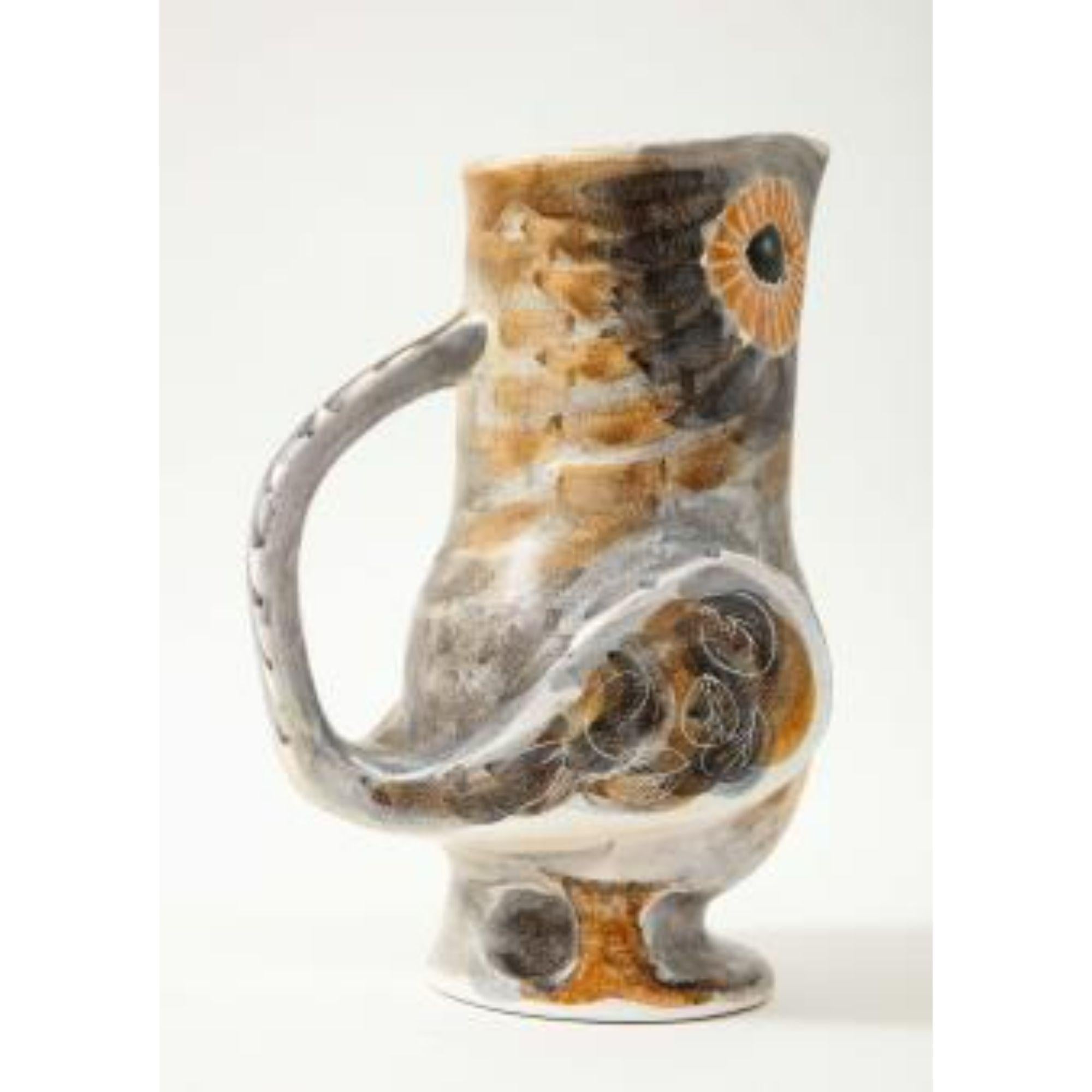 XX secolo Brocca a forma di gufo in ceramica di Marcel Guillot, 1955 circa in vendita