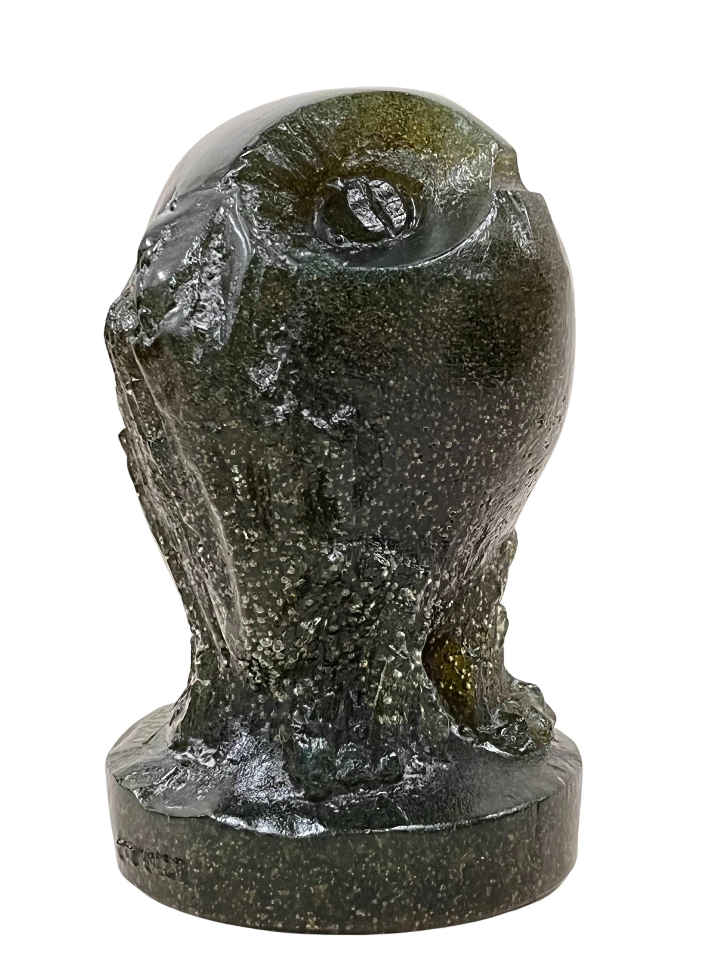 Mid-Century Modern Owl, rare art glass pate de verre, Daum Nancy, Demarchi signed, limited, France  For Sale