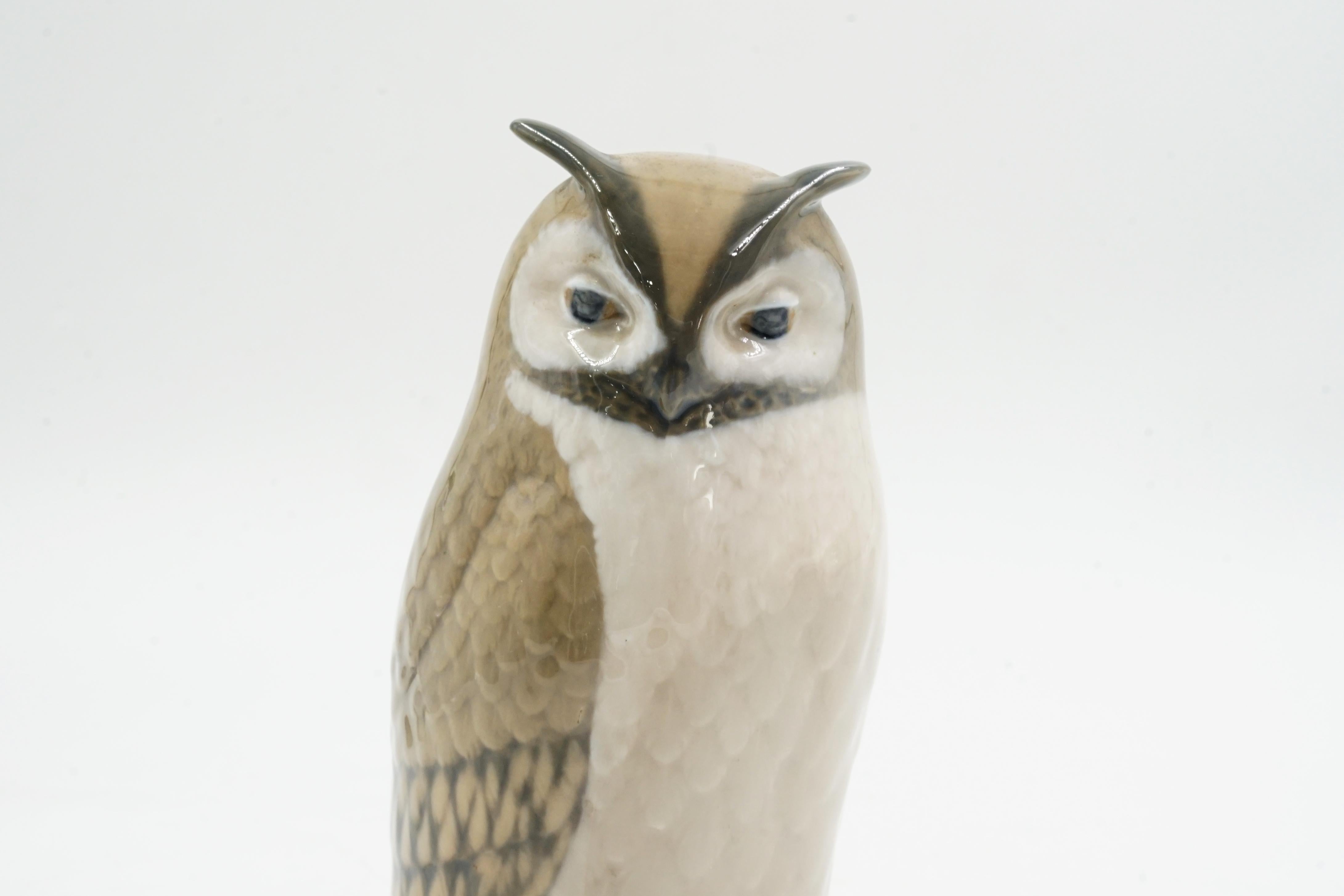 Mid-Century Modern Owl sculpture in Royal Copenhaem porcelain For Sale