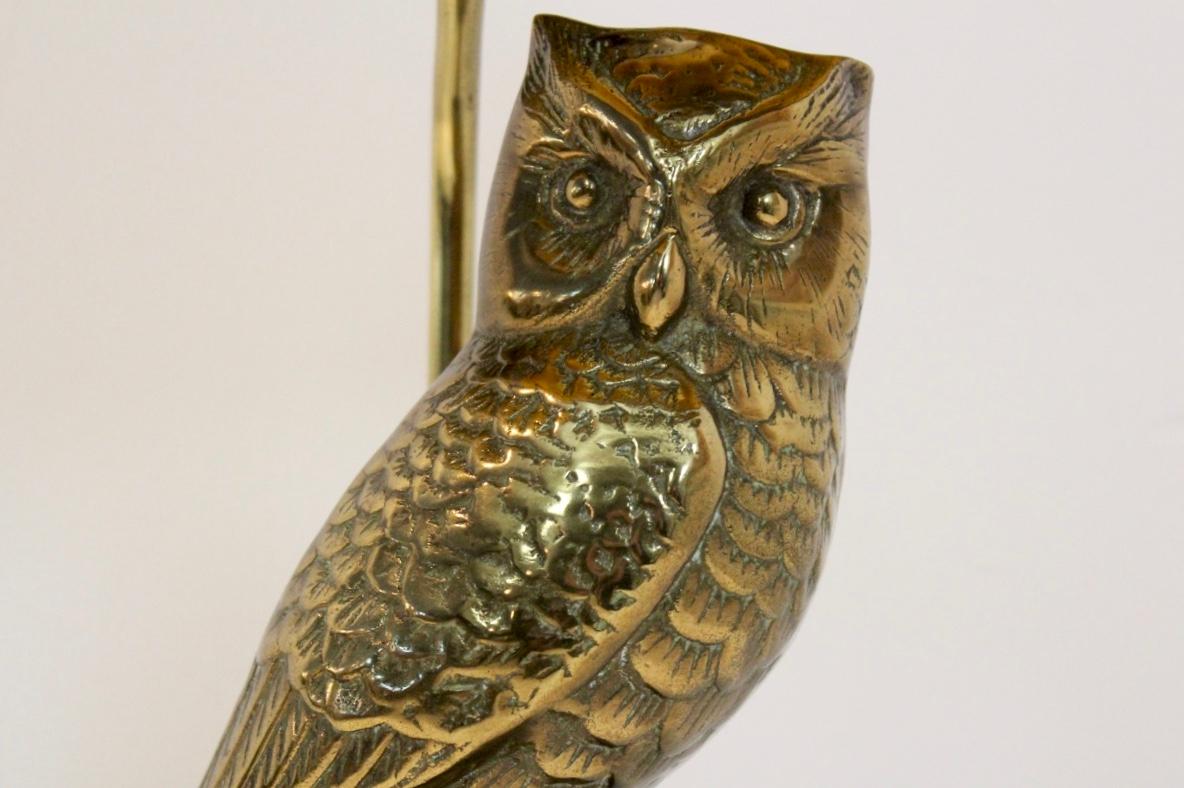 Owl Sculpture Table Lamp in Brass by Deknudt, Belgium, 1970s 3